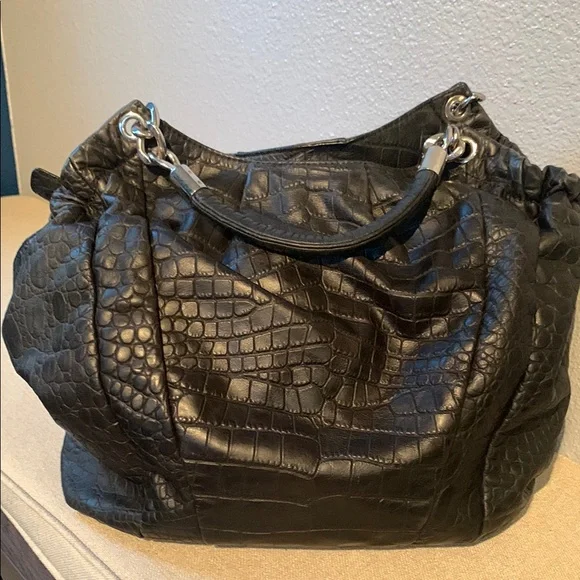 Michael Michael Kors Black Croc-Embossed Bag - Picture 2 of 16